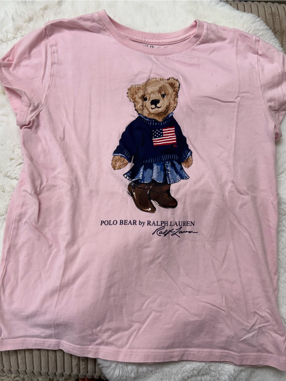Polo by Ralph Lauren Pink Polo Bear Tee with Navy Bear Graphic